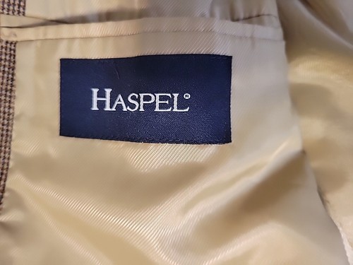 Haspel Men's 100% Lambswool Blazer Size 44R Brown Tweed Jacket Sport Coat - Picture 10 of 15