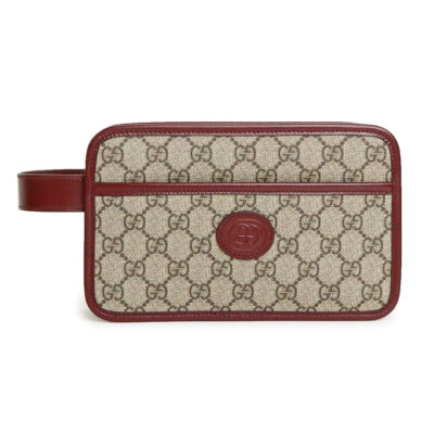 GUCCI Interlocking G Travel Case Pouch GG Supreme Canvas Leather