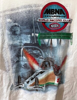 VRHTF COOL NHRA RARE MBNA BANK WORLD RECORD CLUB DRAG RACING T SHIRT SIZE XL