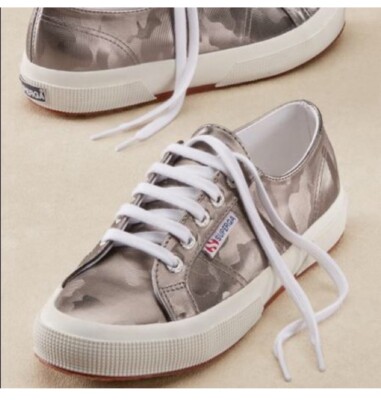 Superga Shoes Silver Superga Silver Metallic Camo Lace Up Sneakers