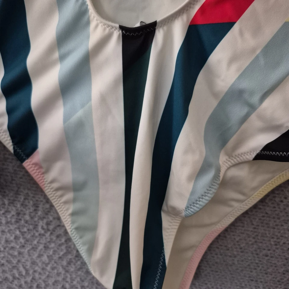 Traje de baño descarado con cuello en V multicolor Michelle liso y rayas Anthropologie S Foto 4 de 4