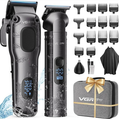 VGR Pro Haarschneideset V-00781909,USB, abwaschbar, LED, silber