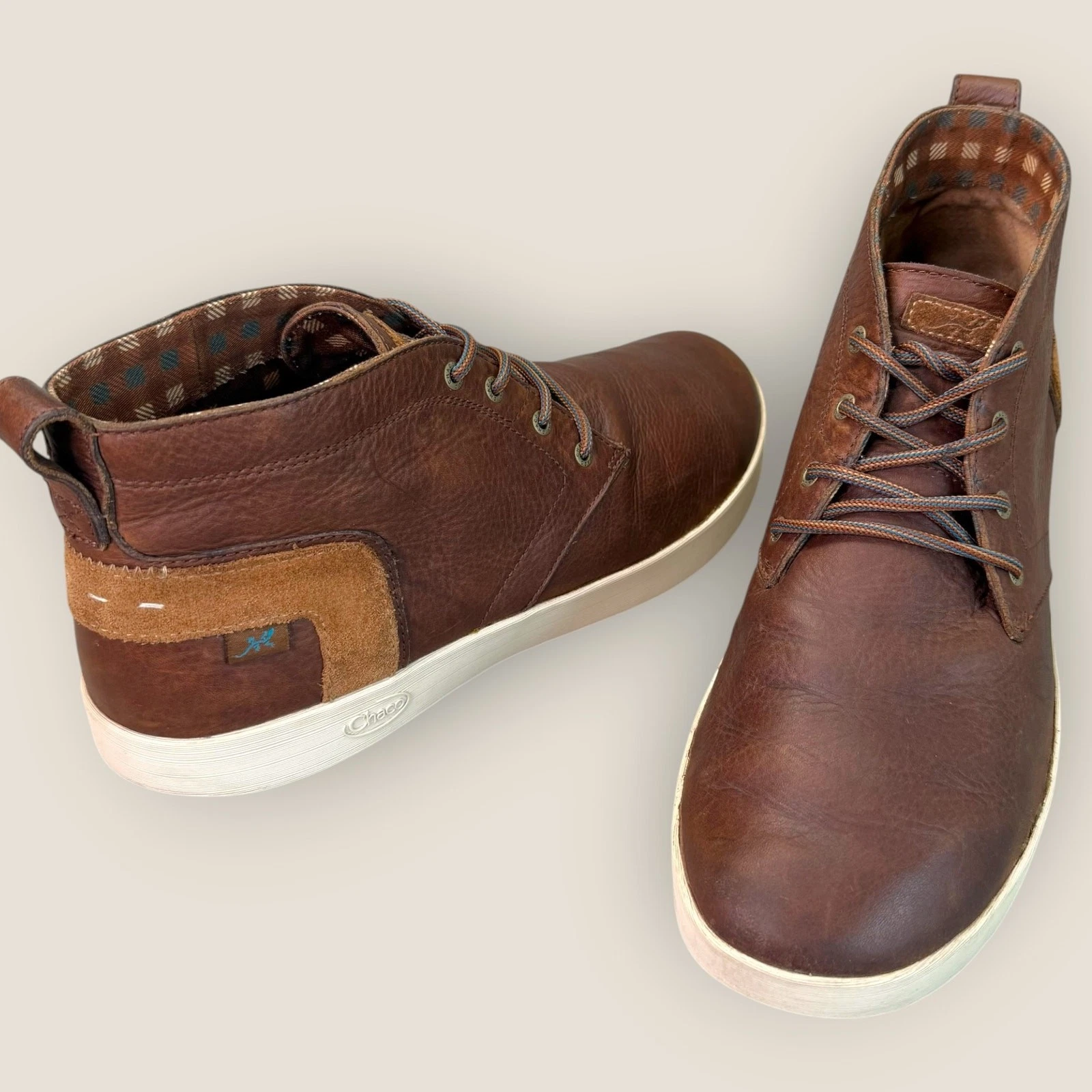 Chaco Chukka Desert Mid Top Ankle Hiking Boots Mens 11 Brown Leather Laced Up