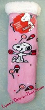 Peanuts Snoopy Pink Sherpa Lined Women's Non-Slip One Size Slipper Socks 9/711 