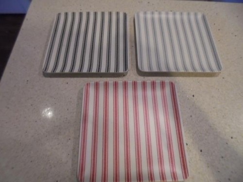9 Hearth & Hand with Magnolia square striped melamine appetizer plates new cute - Picture 2 of 3