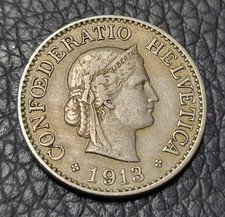 1913 Switzerland 10 Rappen Coin