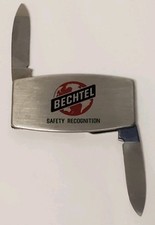 Vintage Zippo USA Stainless Slim Gentlemens Knife - Bechtel Corp. Safety Award