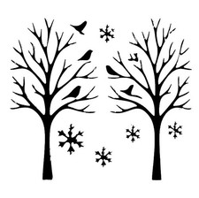 Really Great Stencils, Snowy Trees  Birds 2, 4x4", Card Front, Christmas, Snow