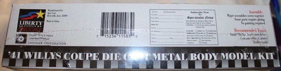 Speccast 41 Willys coupe street rod die cast model kit NEW IN SEALED BOX - Image 4 of 4