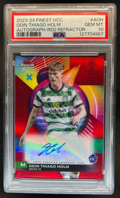 2023-24 Finest UEFA Odin Thiago Holm Auto Refractor Red RC #/5 Celtic PSA 10