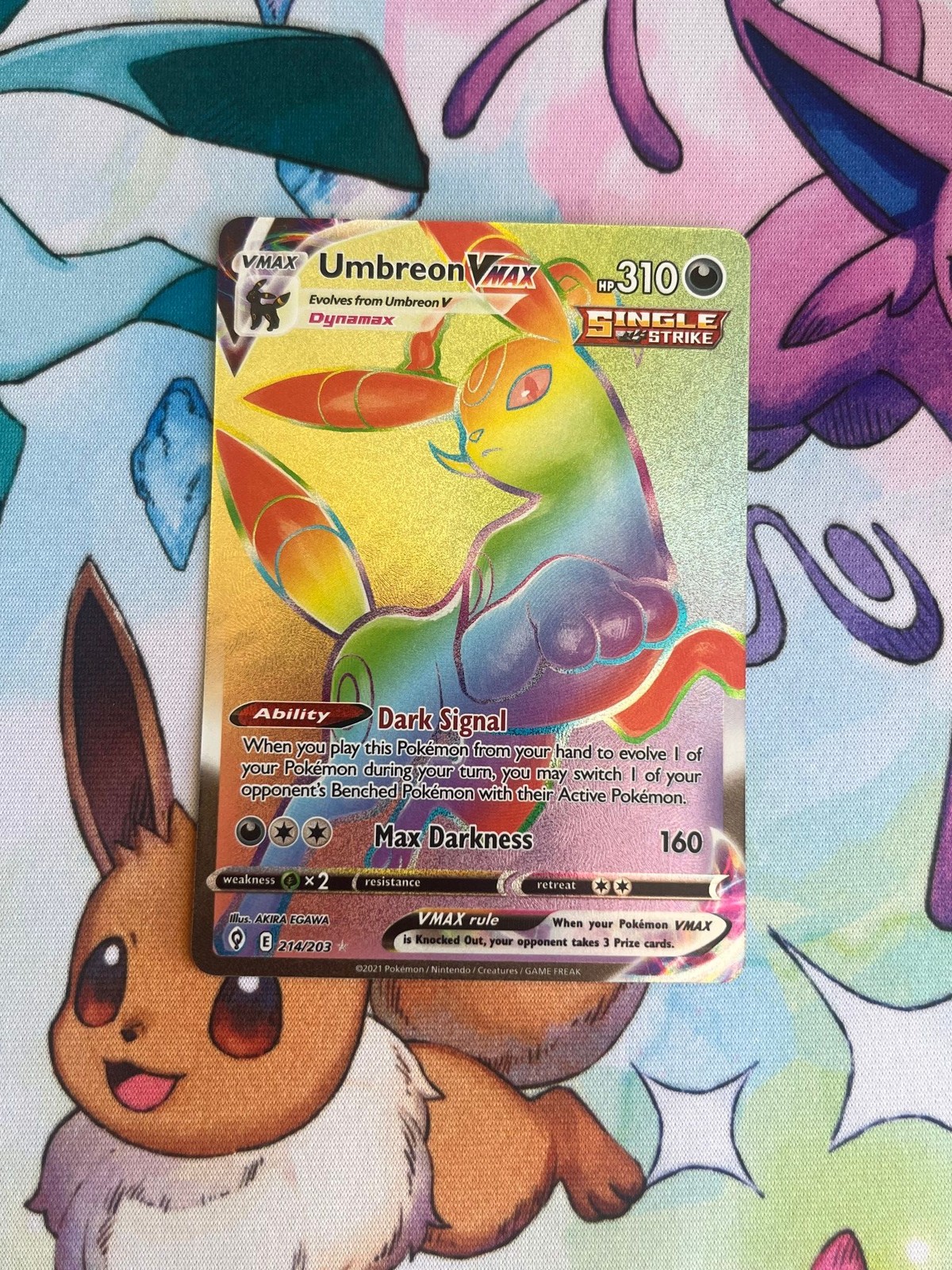 Umbreon VMAX 214/203 Rare Rainbow Evolving Skies Pokemon Near Mint Pokemon Card