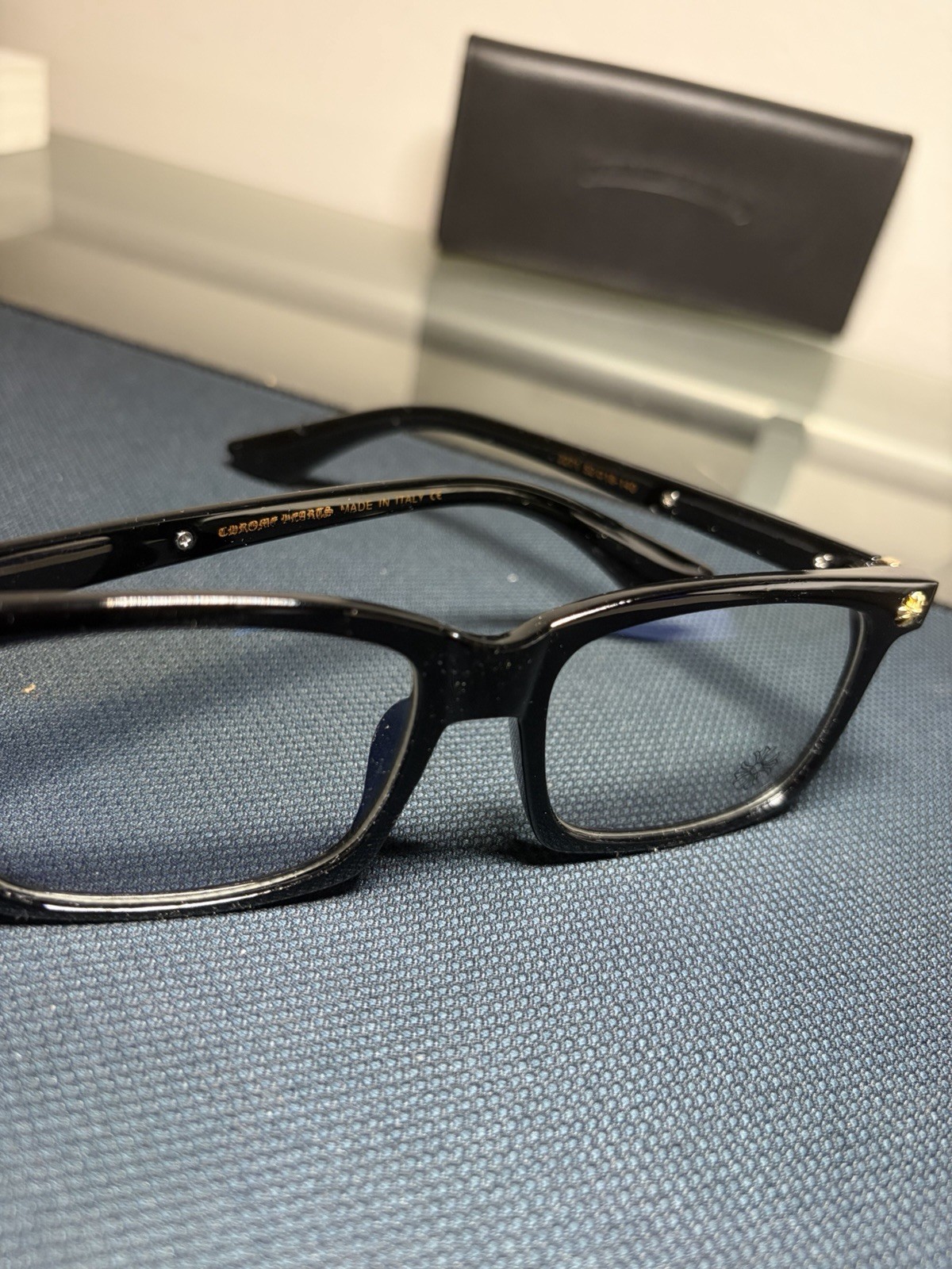 Chrome Hearts Black Square Plastic Full Rim Eyeglass Frames (Bluelight) thumbnail 3