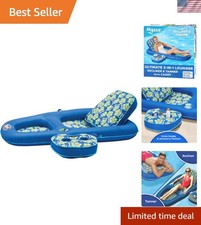 Luxurious Aqua Campania Inflatable Pool Lounger with Adjustable Backrest Caddy