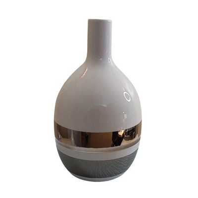 Sgrafo Modern Vase West Germany Porcelain Chrome Mid Century White Grey Raymor