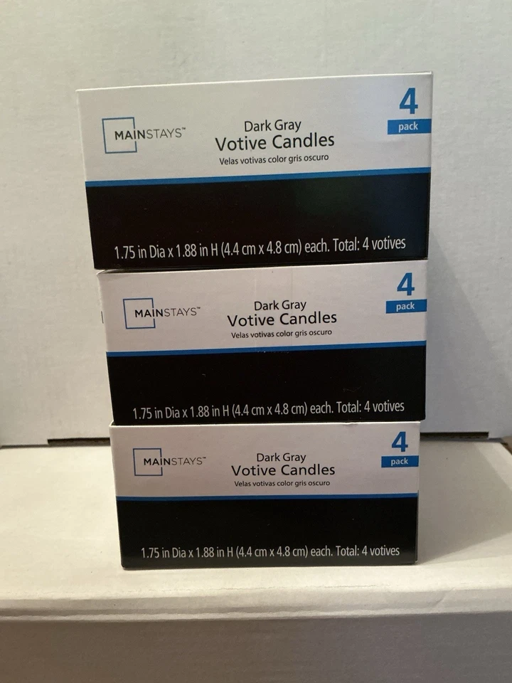 Velas votivas Mainstays, gris oscuro, paquete de 4 Foto 2 de 2