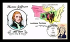 DR JIM STAMPS US COVER PRESIDENT THOMAS JEFFERSON FDC COLLINS HAND PAINTED