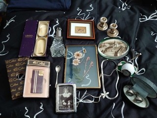 VINTAGE ANTIQUE JOBLOT COLLECTION CURIOS SOLID SILVER COLIBRI FRAME CANDLESTICK
