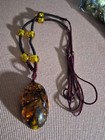 Chunky Baltic Amber Pendant Necklace Cognac Sun Spangles Adjustable Cord 24-30" — photo 1