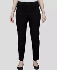 Alfred Dunner Women's Black Classic Pull-On Straight-Leg Pants Petite Size: 12P