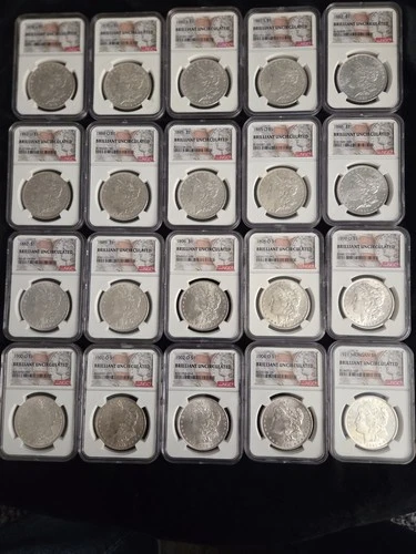 Morgan Silver Dollars Uncirculated Lot Of 20 Different Dates/Mint Marks NGC