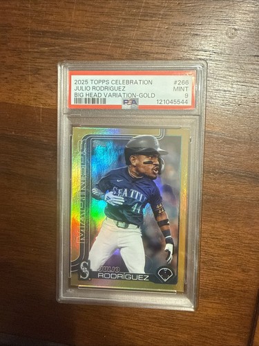 2025 Topps Celebration Julio Rodriguez Big Head Variation Gold 10/50 PSA 9 POP 2