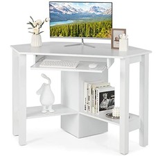 32 Inch Corner Computer Desk with Storage Drawer  Shelves for Home Office