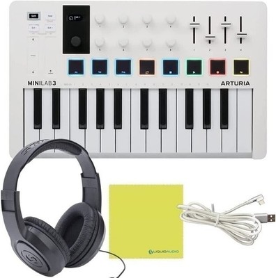Arturia MiniLab 3 Hybrid Keyboard Controller Bundle w/Headphones, Cable & Cloth