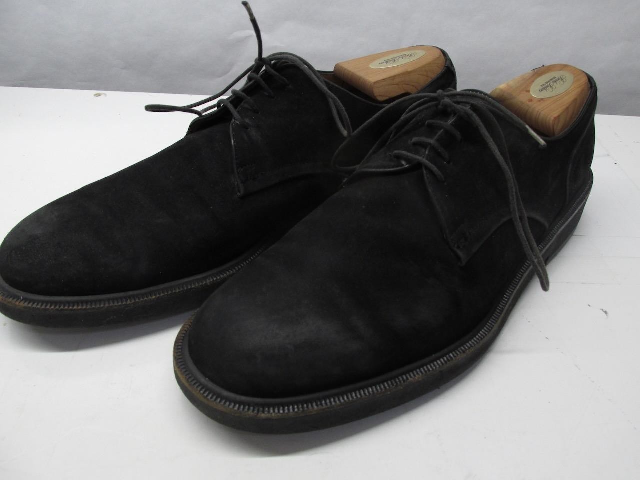 SAOLA SALVATORE FERRAGAMO nero scamosciato derby oxfords suola gomma 10 5 D U26