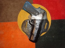 1911 5" full size hi rise black leather holster caiman-look made in USA