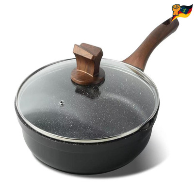Antihaft Pfanne Bratpfanne mit Deckel Beschichtet 28cm, Granit Pfannen Nonstick