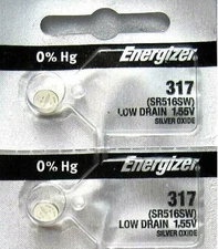 317 Watch Battery SR516SW SR516W Energizer x 2