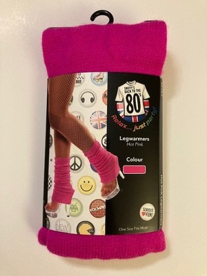ADULT NEON Pink LEG WARMERS 80S WORKOUT AEROBICS COSTUME LEGWARMERS DANCER