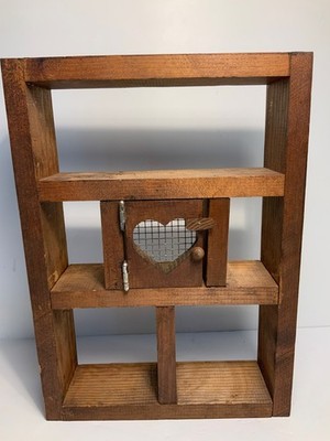 Vintage 3 Tier Hand Carved Wood Knick Knack Shelf 14.5 in.