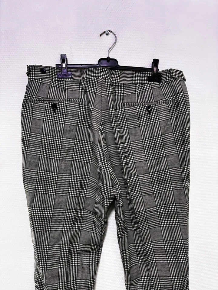 Tom Ford Pantalon Droit Costume A Carreaux Noir Et Blanc - Photo 2/4