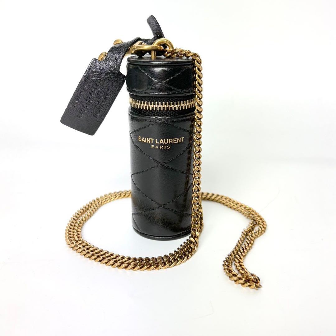 Saint Laurent Paris custodia labbro catena pelle nero oro quasi come nuova autentica