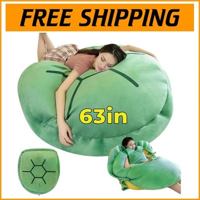 Luxurious 63in Wearable Turtle Shell Pillow - Plush Green for Playful Comfort