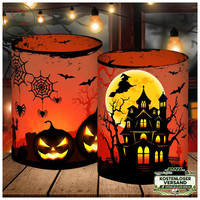 Windlicht Tischdeko Halloween Deko KüRbis Fledermaus Hexe Spinnennetz 12Er Set