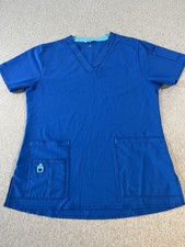Carhartt Blue V-Neck Force Scrub Top Performance Stretch Fabric Women s M
