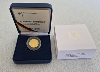 20 Euro Gold 2025 LUCHS Etui Zertifikat Prägestätte F