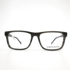 Alberto Romani AR 8001 GRY Eyeglasses Frames Grey Horn Matte Black 54-17-140 NEW