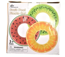 Jasonwell inflatable Pool Floats 3 Pack Kiwi Orange Watermelon Design Water