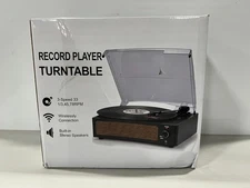 Bluetooth Vinyl Recored Player 3 Speed Turnable with Stereo Speakers -Brown