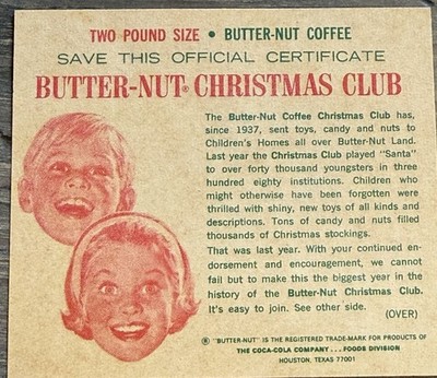 Vintage Butter Nut Coffee Christmas Club Cards, Single Boy Face, Omaha, NE.