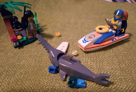 Lego City 60011 & 30665 Jetski Rescue + Baby Gorilla Island 3 Minifigures Shark