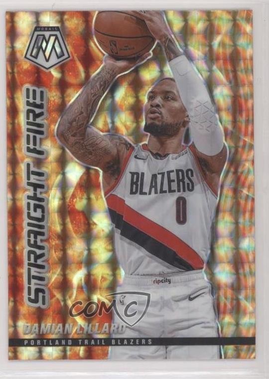 2020-21 Panini Mosaic Straight Fire Damian Lillard #7 06f0