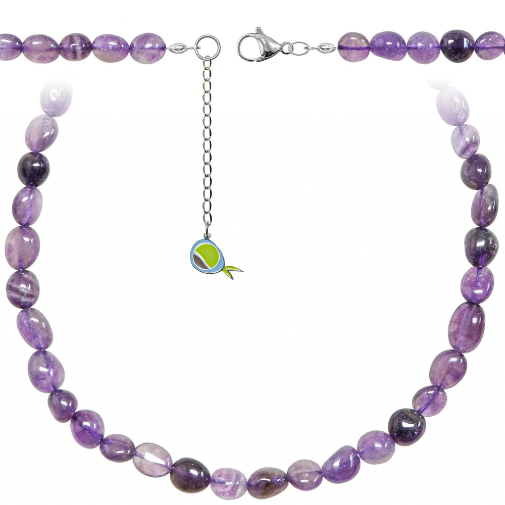 Collier en améthyste naturelle, bijoux en pierres violettes 38 cm et perles de 7-10 mm