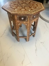 ANGLO  INDIAN  CARVED INLAID HOSHIARPUR TABLE SIDE INLAY TABLE