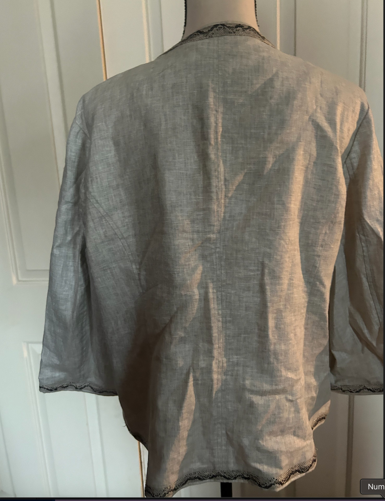 Chico's Gray LInen Jacket with Python Borader Lar… - image 3