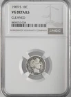 1909-S 10C BARBER SILVER DIME SAN FRANCISCO NGC VG DETAILS "CLEANED" 8404753-034