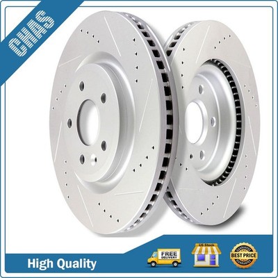 Front Drilled And Slotted Brake Rotors Fits 2011-2018 Ford Explorer F-150 Taurus